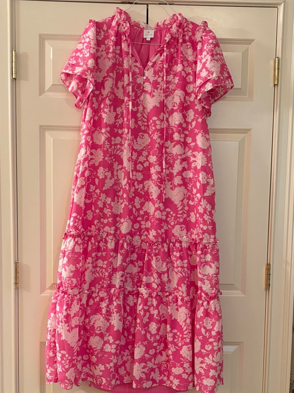 Pink Floral Tiered Maxi Dress